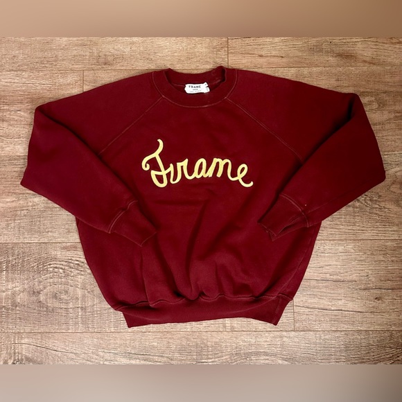 Frame Denim Tops - FRAME Denim Maroon & Gold Logo Sweatshirt Size XS